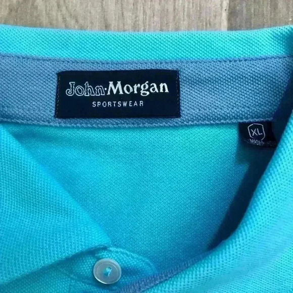 JOHN MORGAN SPORTSWEAR GOLF POLO SHIRT TURQUOISE BLUE Sz. XL NWOT - Picture 3 of 6